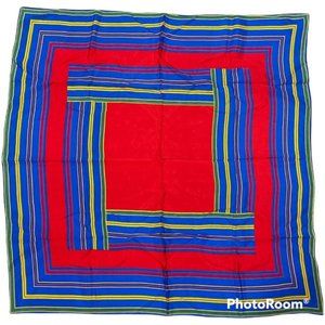 MOVING SALE! Vintage Liz Claiborne Silk Scarf Square Primary Colors Geometric